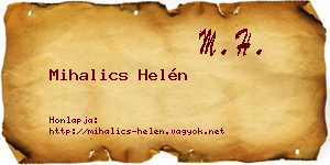 Mihalics Helén névjegykártya